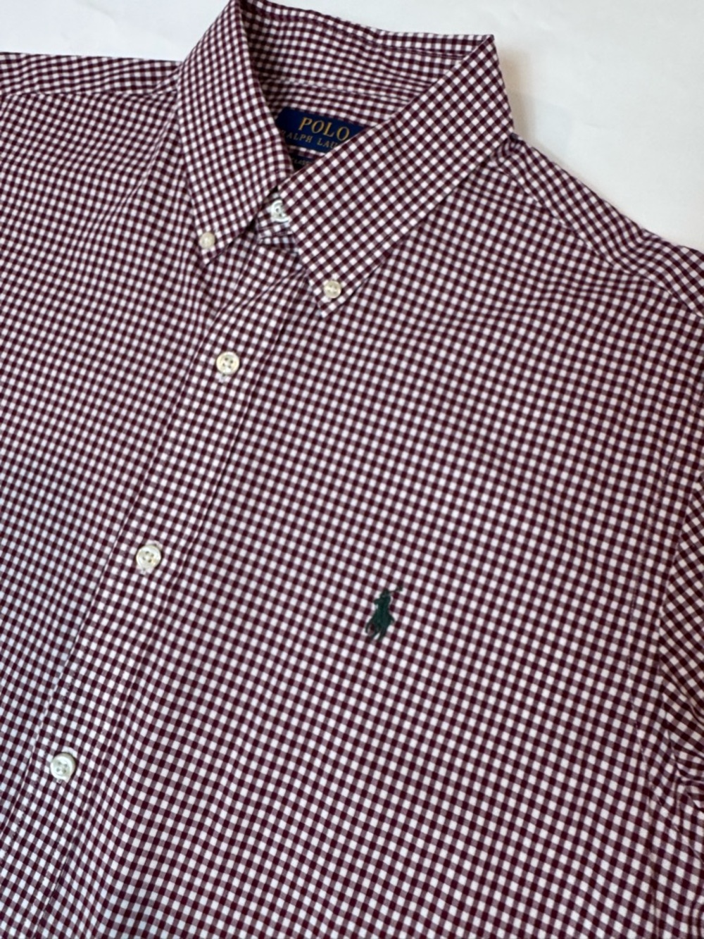 Ralph Lauren Shirt Mens  Sz Large Maroon Gingham 1653